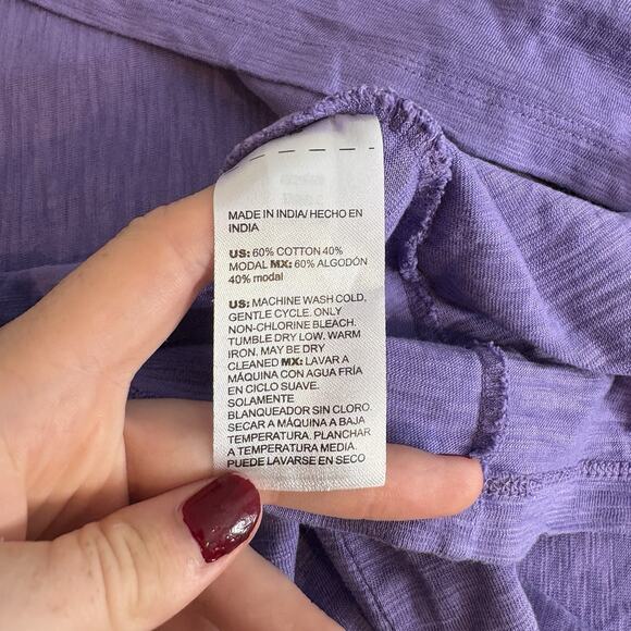Chico’s Women’s Purple Indian Cotton Blend Scoop Neck Top Size 4 XXL Basics - Picture 6 of 10